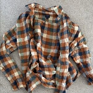 J. Crew Rust, Navy & Cream Plaid Flannel Shirt